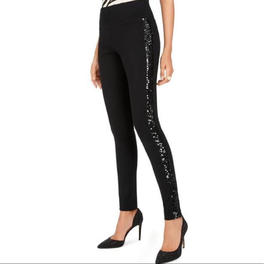 Pull-On Sequin Trimmed Ponte Pant